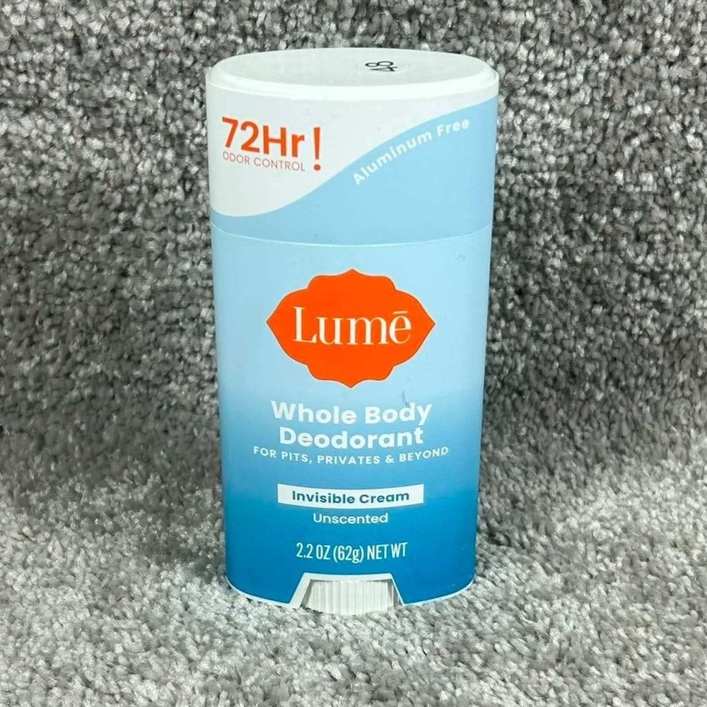 Lume Whole Body Deodorant Unscented Invisible Cream Aluminum Free Unisex 2.2 oz